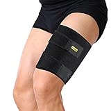 Yosoo Thigh Wrap - Adjustable Neoprene Hamstring Brace for Pulled Hamstring Strain Injury Tendonitis Rehab and Recovery, Fits Men and Women, Black