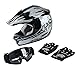 XFMT DOT Youth Kids Motocross Offroad Street Dirt Bike Helmet Youth Motorcycle ATV Helmet with Goggles Gloves Black Skull L