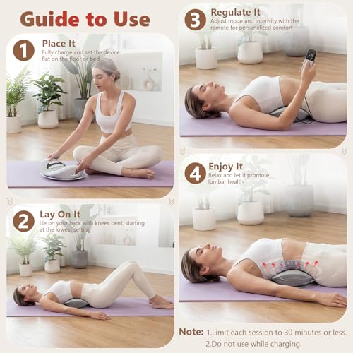 Smart Lower Back Massager, Rechargeable Lumbar Traction Massager, Electric Heated Lumbar Massager for Lower Back Pain, 3 Level Vibration Massage and Heat, Vibration & Adjustable Traction