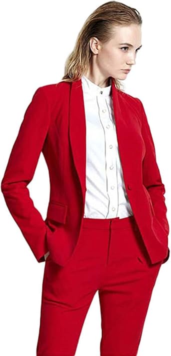 womens red 2 piece suit