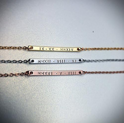 Same Day Ship til 2:00 p.m,mother's gift,Engraved Special -Christmas gift, Wedding gift,Rose gold,Custom/Personalized Jewelry,Gift for Mom, Gift For her, Monogram roman numerals