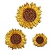 Gnognauq 3 Pack Sunflower Embroidery Patches Delicate Embroidered Patches Flower Plant Pair Iron On Applique Patch Perfect for Backpack and Jackets