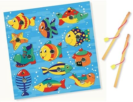 Amazon Mertens メルテン社 魚つりパズル ブルー さお1本付 Mr 積み木 おもちゃ