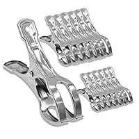 Adromy Stainless Steel Metal Beach Towel Clips, Pool Cover Clamps, Beach Chair Clips, Beach Blanket Holder Pins Cruise Boat Pool Lounge Chair - Keep Your Towels from Blowing Away 12Pack (4.33inch)