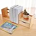 Natural Unfinished Wood Desktop Bookshelf & Organizer Caddy / Storage Shelf Rack w/ Drawer - MyGift