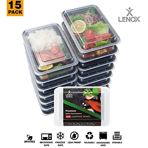 Food Storage Container 15-PACK Meal Prep Container Leak proof Lunch Containers Meal Prep Container Bento Box Container Airtight Lids Dishwasher Microwave SAFE Plastic Food Container 1 Compartment 28oz