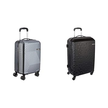 American Tourister Ellen ABS 54.5 cms Grey Hardsided Cabin Luggage + Cruze ABS 70 cms Black Hardsided Suitcase (AMT ELLEN SP55 CM TSA GREY + (AN6 (0) 09 002))