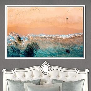 signwin Framed Canvas Wall Art Coastal Scenery Aerial...