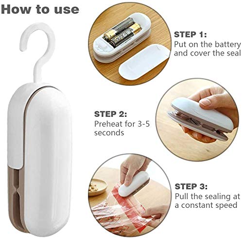 Mini Bag Sealer Handheld, 2 in 1 Heat Sealer and Cutter Portable Sealer with Hook for Plastic Bags Food Storage Snacks Bag (Battery Not Included)