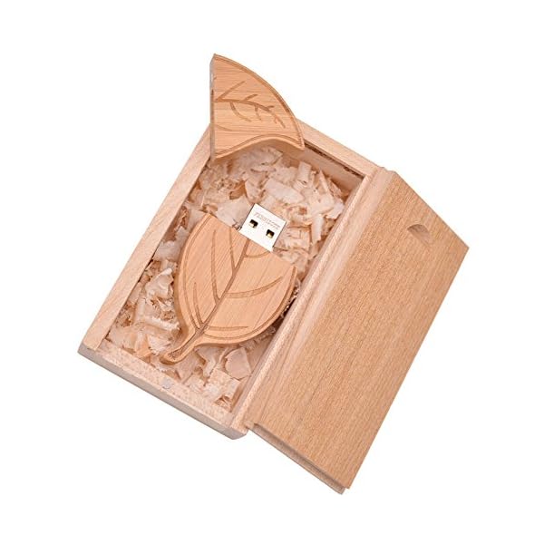 USB Stick 32GB Holz Blatt USB 2.0 Flash Laufwerk mit Walnuss-Box Speicherstick Pendrive Datenablage Memory Stick 32 GB… – Bild 5