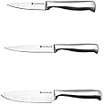 MasterClass Knife Set, Deluxe Three Piece Kitchen Knife Set, Stainless Carbon Steel, Hanging Display Pack, Silver