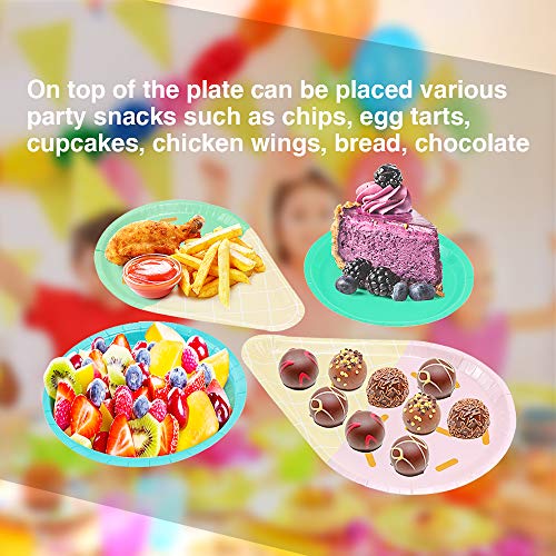 Dreamtop 24 pcs Disposable Paper Plates Ice Cream Party Plates Serves Cute Sundae Party Supplies for Appetizer, Lunch, Dinner, and Dessert, Kids Birthdays - Thumbnail 6
