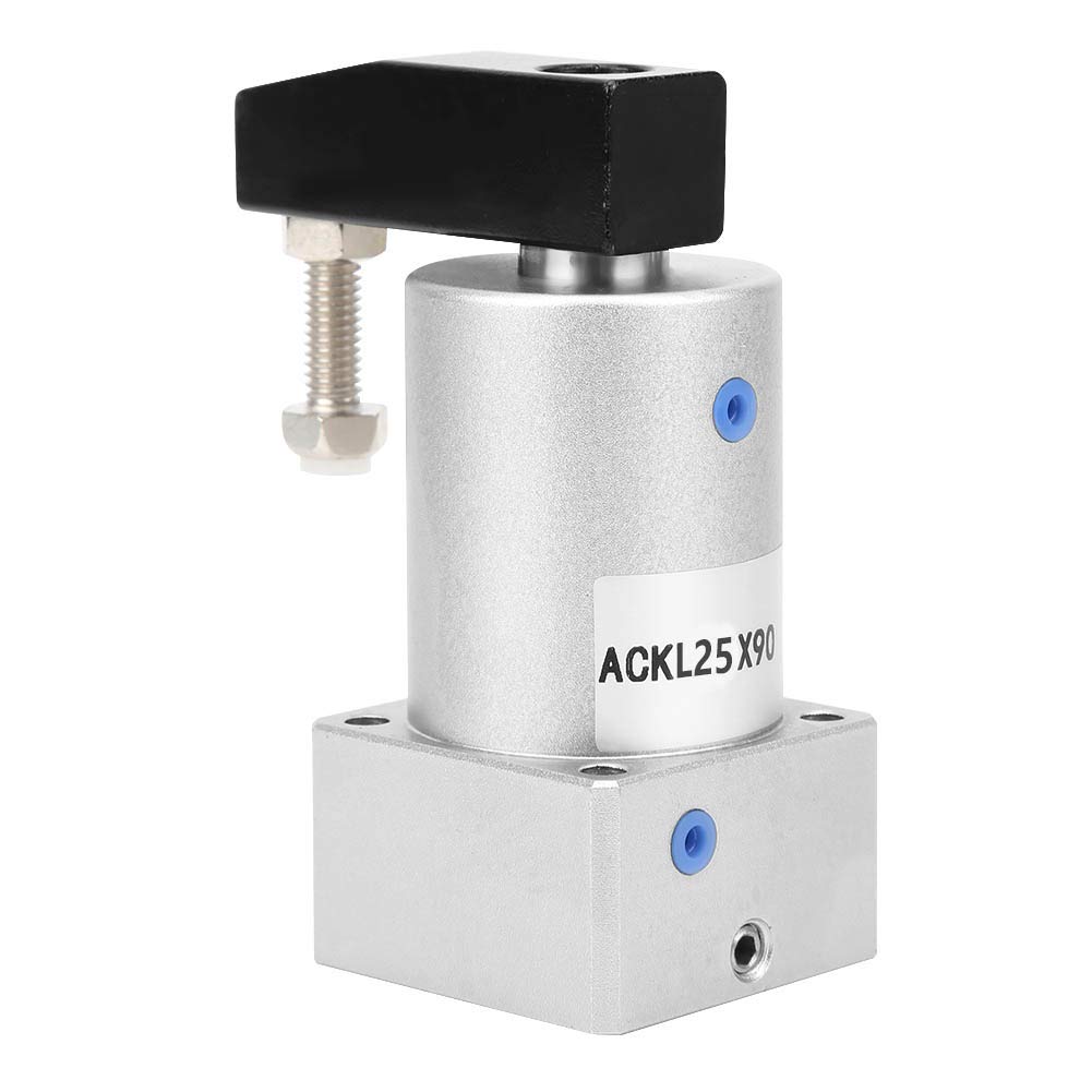 Pneumatic Swing Clamp Cylinder, Double Acting 25mm Bore Rotary Stroke 90 Degree/13mm, Air Swing Tool,23-148PSI M5 Thread Inlet/Outlet Port (ACK25-90L)