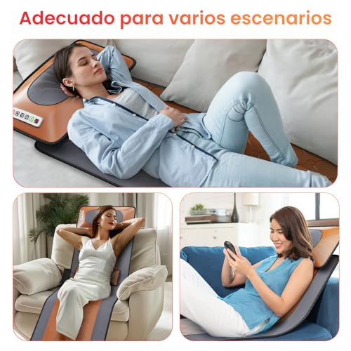Masajeador de Cuerpo Completo,Cojín de Masaje Térmico para Todo el Cuerpo,Cojín de Masaje Eléctrico con 10 motores vibratorios,20 Cabezales de Masaje Shiatsu para el Cuello,Adecuado para cuello,espalda,cintura,caderas,piernas