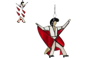 Handmade Stained Glass Spinners, Dancing Pattern for Stained Glass Spinner The Memphis Melody, Kinetic Acrylic Wind Spinner, 