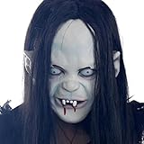 Sinma【Ghost Mask】Latex Creepy Scary Toothy Zombie with Hair for Cosplay