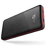 VanSaTa Power Bank, 22400mAh Portable Phone Charger Musfun External Battery with LCD Screen, 2.1A Input Port, and 2 Charging Ports for Smart Phone, Tablets and Other Devices, Red