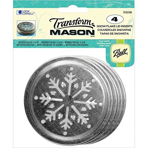 Loew-Cornell Transform Mason Ball Lid Inserts, Snowflake, 4/Pack