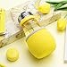 Keemanman Creative Bulb Cup,BPA Free Glass Travel Tea Mug,Cute Water Bottle with Neoprene Sleeve 14 Ounce (yellow)