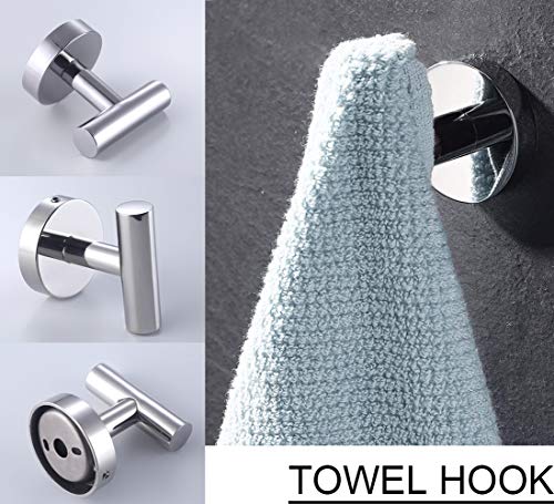 ESOW 3-Piece Bathroom Hardware Set, SUS304 Stainless Steel Polished Chrome Finish, Bathroom Accessories Set Wall Mounted (3-Arms Swivel Towel Bar & Bath Towel Hook & Toilet Paper Holder)