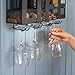 Kenley Wall Mounted Wine Rack - Rustic Metal Hanging Wine Bottle Shelf with Holder for 4 Glasses and Cork Storage - Home Bar and Kitchen Decor Accessories
