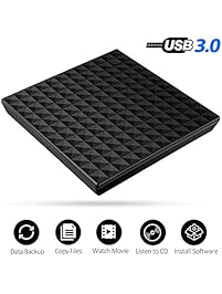 External CD Drive, USB 3.0 Slim External DVD Drive, Portable CD DVD-RW Drive Burner Writer Rewriter with Touch Control for Laptop, Notebook, Desktop, Support Windows 98/7/810/XP/Vista/Mac Os