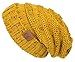 Funky Junque Women's Winter Warm Oversized Slouchy Beanie Soft Chunky Cable Knit Hat One Size Fits Most - Confetti Mustard Design