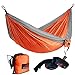 HONEST OUTFITTERS Single Camping Hammock with Hammock Tree Straps,Portable Parachute Nylon Hammock for Backpacking Travel Orange/Grey 55