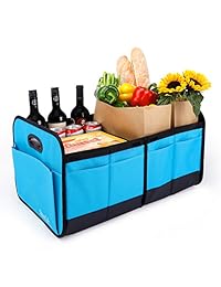Organizador para maletero de coche, para SUV, Minivan, Camión   Asas huecas con asas ajustables compartimentos plegables de carga portátil, azul, Azul