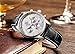 BINGER Mens Date Military Chronograph Watches Stopwatch 24 Hour Luminous Numerals Leather Strap