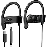 Avantree C171 - USB-C Wired Earbuds with Microphone & Volume Controls, Compatible with New iPhone 15 & 16, Samsung, Google & Android Type C Phones Headphones with Ear Hook for Running & Sports