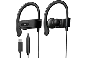 Avantree C171 - USB-C Wired Earbuds with Microphone & Volume Controls, Compatible with New iPhone 15 & 16, Samsung, Google & Android Type C Phones Headphones with Ear Hook for Running & Sports