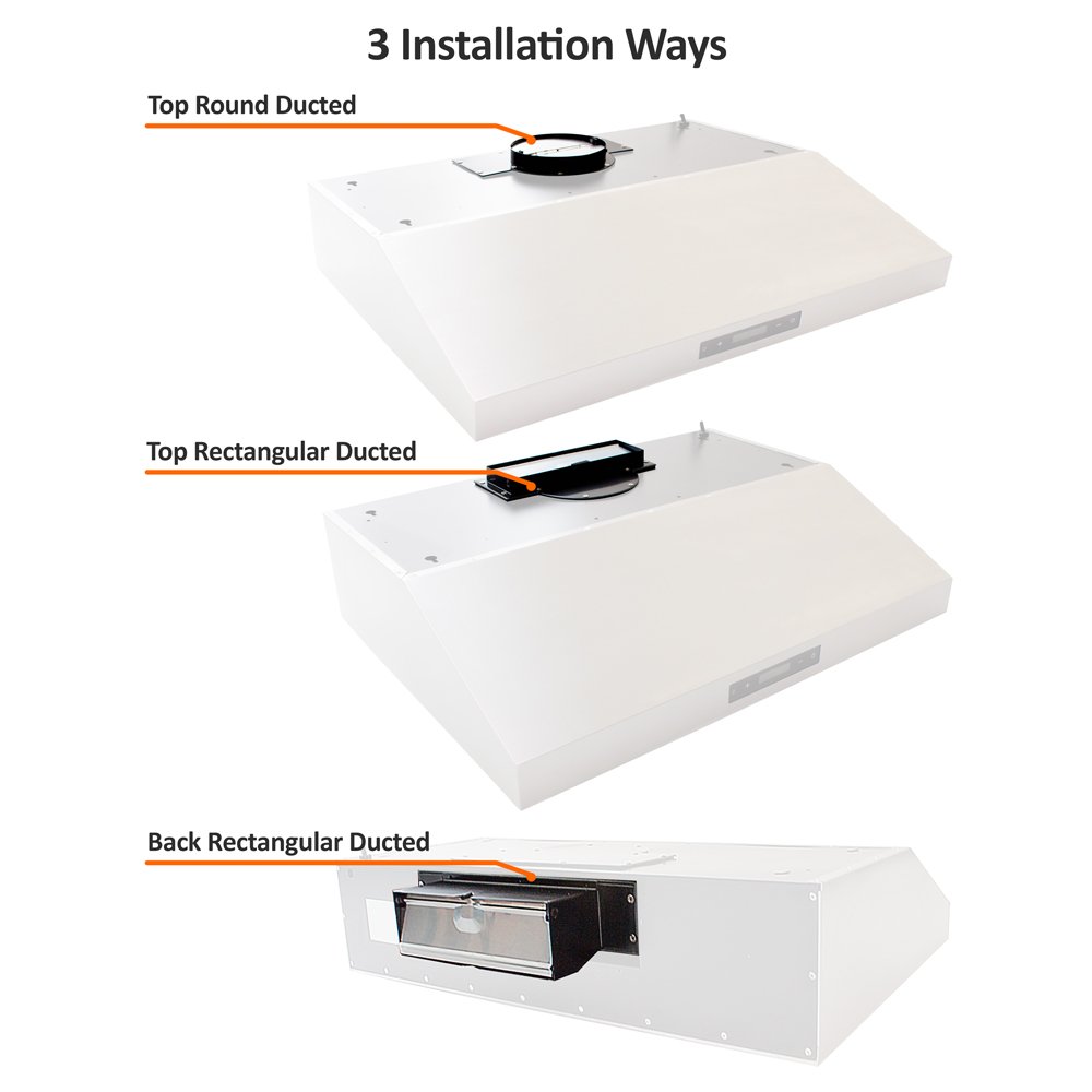 Dishwasher Safe Baffle Filters w/LED Lights BV Range Hood Ducted