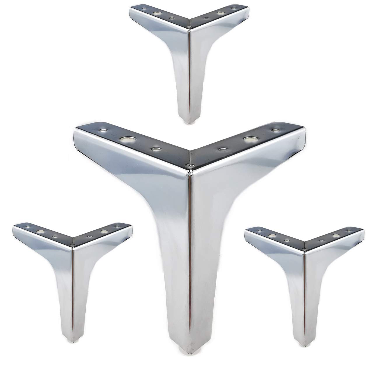 Eidoct 5.3" / 13.5cm Furniture Legs,Modern Style Furniture Sofa Legs Metal Silver Triangle Feet for Table Cabinet Cupboard Sofa, Polished Chrome — image 1