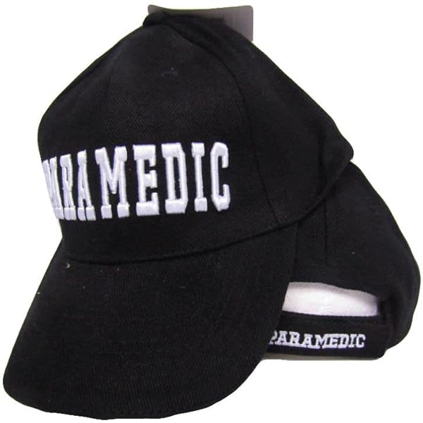 AES Paramedic EMT Hat - Black Cap With White Embroidered Letters