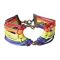 Rubyyouhe8 Bracelet&Gay Pride Heart Charm Multilayer Rainbow Rope Bracelet Bangle Lesbian Jewelry Bracelet for Women Jewelry Fashion Accessories