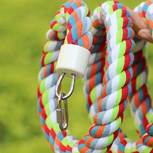 KINTOR Rope Bungee Perch Bird, 83inch Pure Natural Colorful Bead Cage Chewing Toys for Small Medium Parrot (83inch Length)