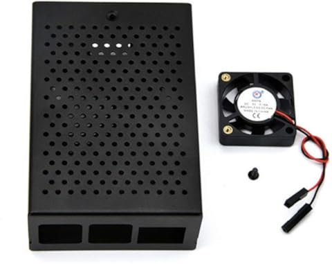 ILS - Carcasa porosa de aleación de aluminio + ventilador de refrigeración Kit DIY Funda protectora de metal poroso radiante para Raspberry Pi 4B