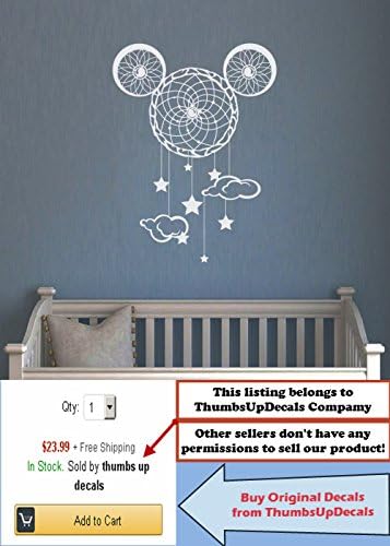 DreamCatcher Wall Decals Mickey Mouse Vinyl Decal Nursery Dream Catcher Sticker Decor For Bedroom Nursery Kids Dorm Home FD265