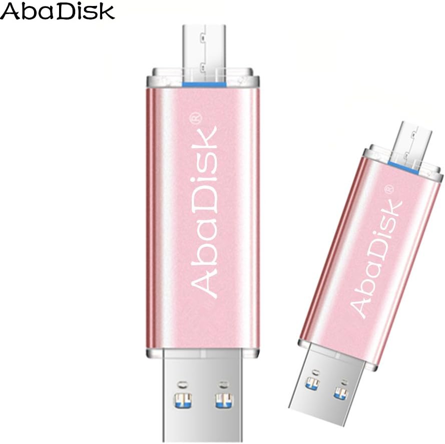 AbaDisk 128GB USB 2.0 Flash Drive Metal Smart Phone Pen Drive Flash Drive For Android Memory Stick Mini Pendrive (128GB, Pink)