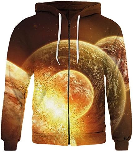 KNTOUDX Galaxy Scenery Print Fleece Full-Zip Hoodie Pullover Sweatshirts NO2 XXXL