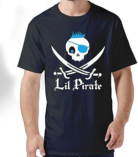 LIL Pirate Boy Jolly Roger Skull &amp; Swords Style Men's Classic Short-Sleeve Crewneck Cotton T-Shirt