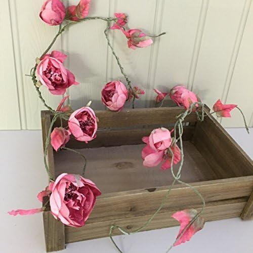 Beautiful RASPBERRY PINK PEONY wired garland rustic chic vintage glamour.