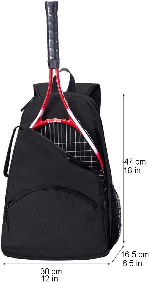 Qchengsan Tennis Racket Backpack, Tennis Bag, Tennis Racquet Holder Bag Fit for Man, Woman, Teenagers, Tennis Racket Bag for Pickleball, Badminton, Squash, Other Accessories (Black) : Sports & Outdoors