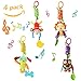 Baby Hanging Rattle Toys, 4 Pieces Newborn Car Crib Hanging Bell，Baby Soft Hanging Rattle Crinkle Squeaky Toy,Infant Animal Wind Chime with Teethers for Toddlers/Baby Girls/Baby Boys