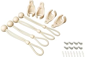 IVYSUN Replacement Shade Parts Bungee Tie Down Kit for Coolaroo Exterior Roller Sun Shade/Blinds,Outdoor/Indoor Roller Up Blinds and Canopy/Pergola Covers (Begie,Set of 2)