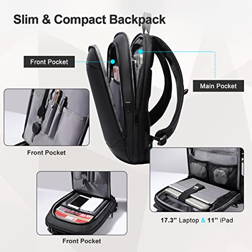 HEROIC KNIGHT 17 Inch Lightweight Expandable Anti-Theft Waterproof Functional Laptop Backpack for Men Elegant Leisure School Business with USB Port 27L (Black)