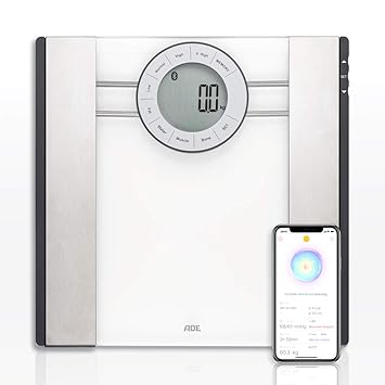 ADE Körperfettwaage BA 1601 FITvigo (Personenwaage mit App, Bluetooth zur Analyse von Gewicht, Körperfett, Körperwasser, Musk