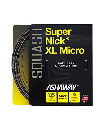 Ashaway supernick xl micro squash string (1 set - 30 ft) (black)