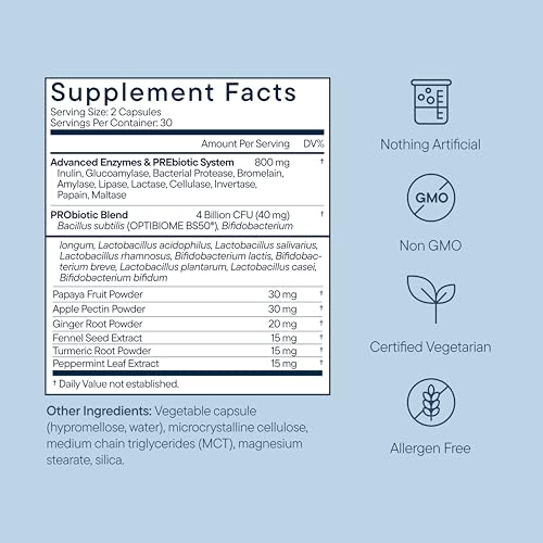 Zenwise Health Digestive Enzymes, Probiotics, for Gut Health Bloat - 60 CT | Multi Enzymes, Probiotics, Bromelain, Papaya, DE111 Probiotics Prebiotics, Gas and Bloating Relief, Vegetarian